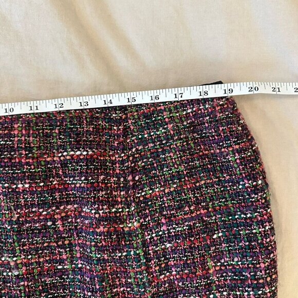 TALBOTS Knee Length Skirt Size 14W Black Pink Tweed Wool Blend Textured Flare - Picture 12 of 13